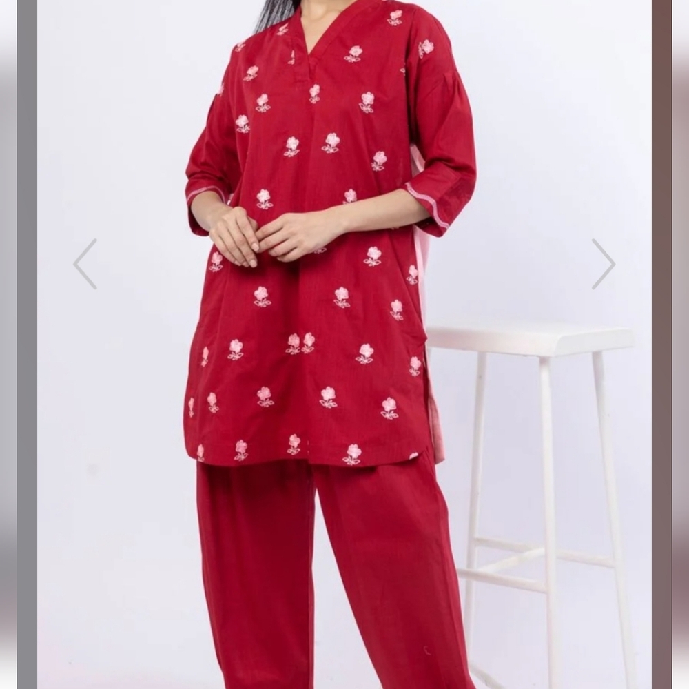 Red Floral Womens 2 Piece Suit By KHAADI